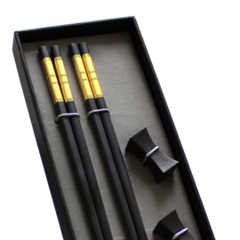 Shinano Gold chopsticks in cadeauverpakking (2 setjes chopsticks + 2 rests)